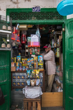 JUNE 12 ,2016 TANGIER -MOROCCO: Typical small shops of the street markets, in the old medina of Tetouan, Morocco.のeditorial素材
