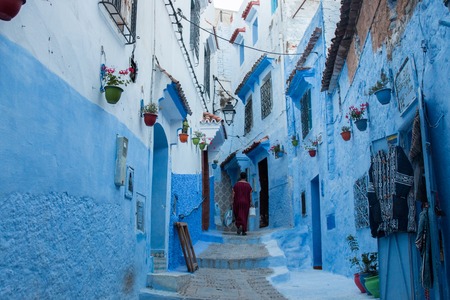 View of the blue city of Chefchaouen located in Morocco, Africa.のeditorial素材