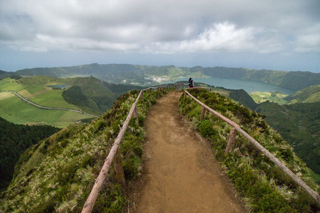 Canario viewpoint in Sao Miguel island, Azores, Portugal.の写真素材