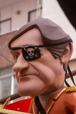 LOULE, PORTUGAL - FEB 2016: Colorful Carnival (Carnaval) Parade festival puppets on Loule city, Portugal.のeditorial素材