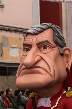 LOULE, PORTUGAL - FEB 2016: Colorful Carnival (Carnaval) Parade festival puppets on Loule city, Portugal.のeditorial素材