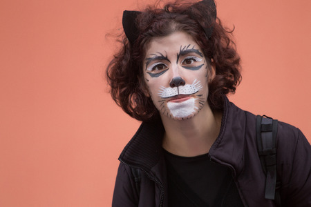 LOULE, PORTUGAL - FEB 2016: Colorful Carnival (Carnaval) Parade festival participants on Loule city, Portugal.のeditorial素材