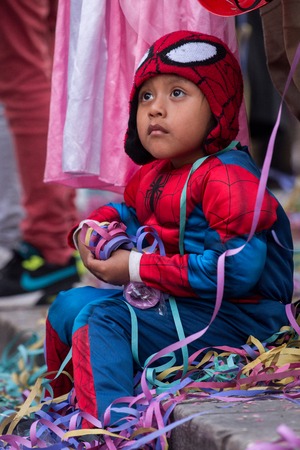 LOULE, PORTUGAL - FEB 2016: Colorful Carnival (Carnaval) Parade festival participants on Loule city, Portugal.のeditorial素材