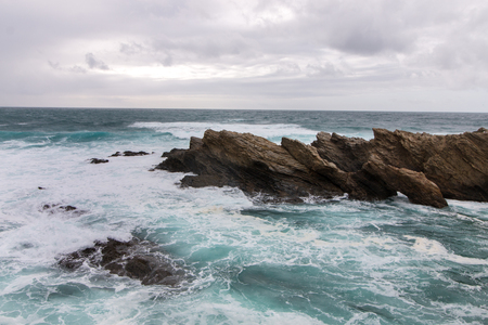 Landscape view of Porto Covo rough coastline sea.の写真素材