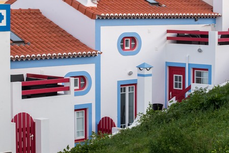 Close view of the houses of  the village of Odeceixe, Portugal.の写真素材