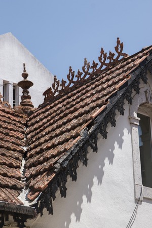 Close view of the typical  architecture of portuguese rooftops.の写真素材