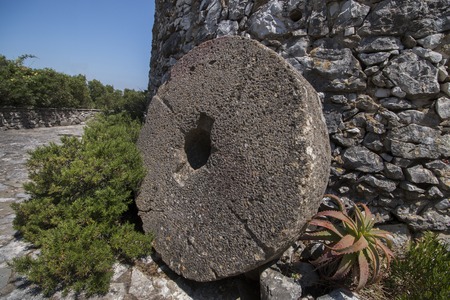Traditional stone restored mill near Rio Mario region, Portugal.の写真素材