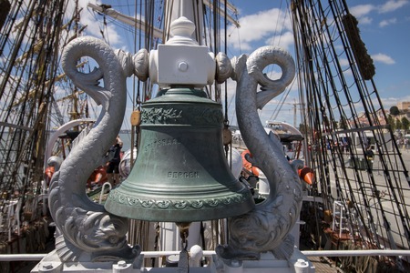 LISBON, PORTUGAL: 22nd july, 2016 - Tall Ships race is a  big nautical event where big majestic ships with sails are presented to the public for visitation.のeditorial素材