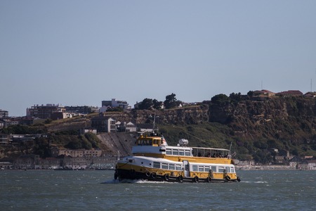 Passenger boat transport in the river Tagus, Lisbon - Portugal.の写真素材