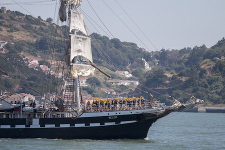 LISBON, PORTUGAL: 25th july, 2016 - Tall Ships race is a  big nautical event where big majestic ships with sails are presented to the public for visitation.のeditorial素材