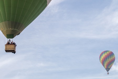 View of the ascension of colorful hot air balloons festival.の写真素材