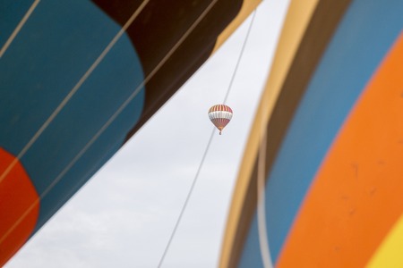 Close ups of the ascension of colorful hot air balloons festival.の写真素材