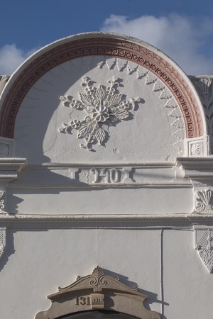 View of beautiful and typical detailed facades of Portuguese architecture.のeditorial素材