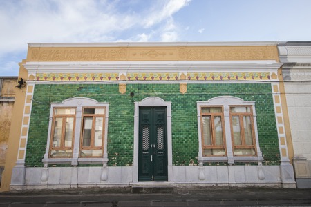 View of beautiful and typical detailed facades of Portuguese architecture.のeditorial素材