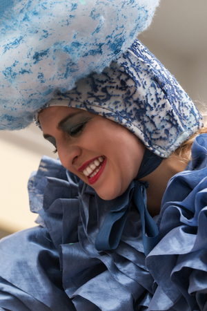 LOULE, PORTUGAL - FEB 2017: Colorful Carnival (Carnaval) Parade festival participants on Loule city, Portugal.のeditorial素材