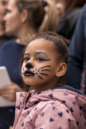 LOULE, PORTUGAL - FEB 2017: Colorful Carnival (Carnaval) Parade festival participants on Loule city, Portugal.のeditorial素材