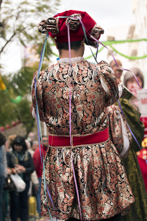 LOULE, PORTUGAL - FEB 2017: Colorful Carnival (Carnaval) Parade festival participants on Loule city, Portugal.のeditorial素材