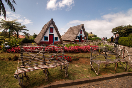 SANTANA, MADEIRA - 16th june, 2017 - Typical Santana houses, located on Madeira island, Portugal.のeditorial素材