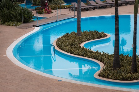 View of a beautiful swimming pool on hotel.のeditorial素材