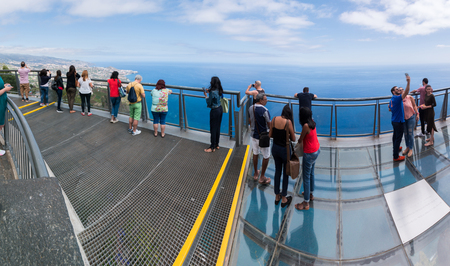 View of the famous Cabo Girao viewpoint in Madeira island, Portugal.のeditorial素材