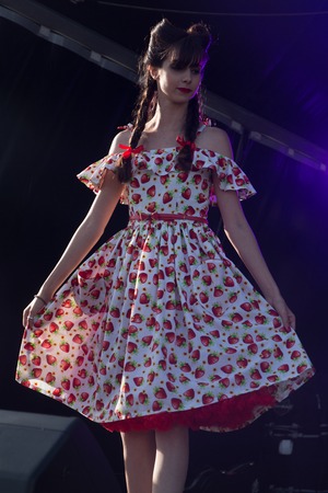 FARO, PORTUGAL, 26th August 2017: 6 American Cars Show Algarve Event where several vintage cars are in display and a mix of Americana related activities happen, including pinup shows, rockabilly concerts and sexy carwash.のeditorial素材