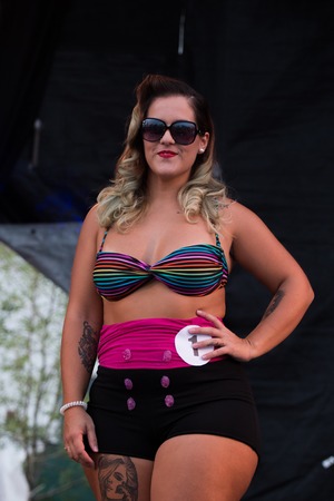 FARO, PORTUGAL, 26th August 2017: 6Âº American Cars Show Algarve Event where several vintage cars are in display and a mix of Americana related activities happen, including pinup shows, rockabilly concerts and sexy carwash.のeditorial素材