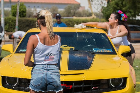 FARO, PORTUGAL, 26th August 2017: 6Âº American Cars Show Algarve Event where several vintage cars are in display and a mix of Americana related activities happen, including pinup shows, rockabilly concerts and sexy carwash.のeditorial素材