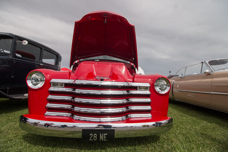 FARO, PORTUGAL, 26th August 2017: 6Âº American Cars Show Algarve Event where several vintage cars are in display and a mix of Americana related activities happen, including pinup shows, rockabilly concerts and sexy carwash.のeditorial素材