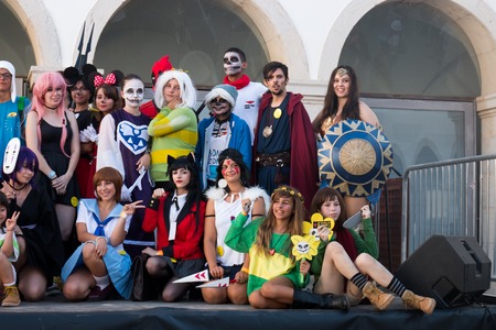 FARO, PORTUGAL - August 19, 2017: Cosplay fans in costume in the Manga & Comic Event.のeditorial素材