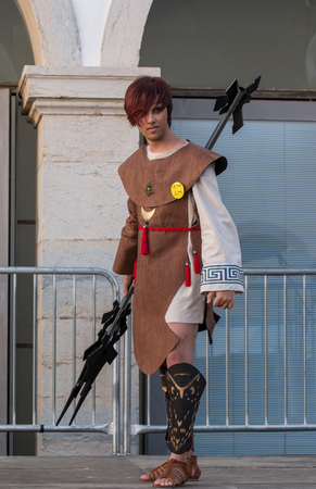 FARO, PORTUGAL - August 19, 2017: Cosplay fans in costume in the Manga & Comic Event.のeditorial素材