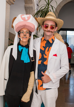 FARO, PORTUGAL - August 19, 2017: Cosplay couple in costume in the Manga & Comic Event.のeditorial素材