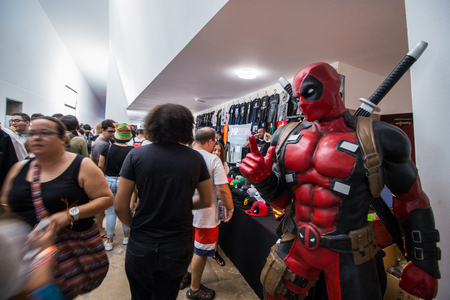 FARO, PORTUGAL - August 19, 2017: General view of the Manga & Comic Event corridors, shops and...