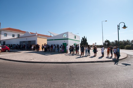 FARO, PORTUGAL - August 19, 2017: Visitors in line to enter the event Manga & Comic Event.のeditorial素材