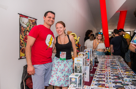 FARO, PORTUGAL - August 19, 2017: Shop owners in the Manga & Comic Event.のeditorial素材