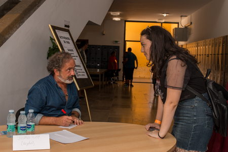 FARO, PORTUGAL - August 19, 2017: Voice actor for Dragon Ball in the Manga & Comic Event.のeditorial素材