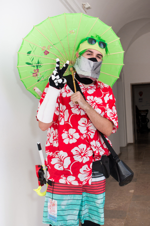 FARO, PORTUGAL - August 19, 2017: Cosplay fan in costume in the Manga & Comic Event.のeditorial素材