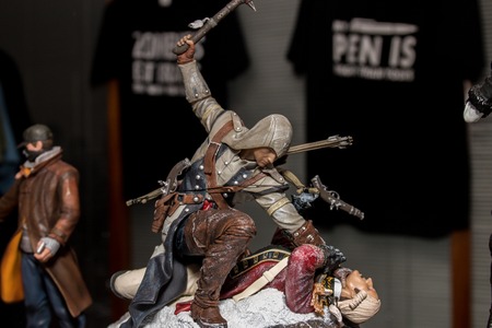 FARO, PORTUGAL - August 19, 2017: Assassins Creed Merchandise in the Manga & Comic Event.