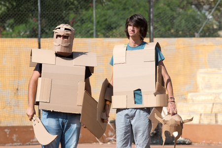 FARO, PORTUGAL - August 19, 2017: Cardboard fight game in the Manga & Comic Event.のeditorial素材