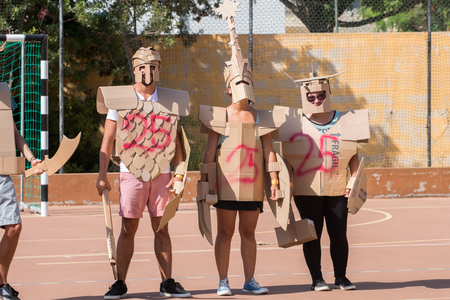 FARO, PORTUGAL - August 19, 2017: Cardboard fight game in the Manga & Comic Event.のeditorial素材