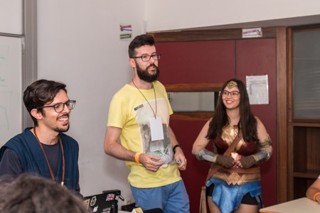 FARO, PORTUGAL - August 19, 2017: Geek nerd themed workshop in the Manga & Comic Event.のeditorial素材