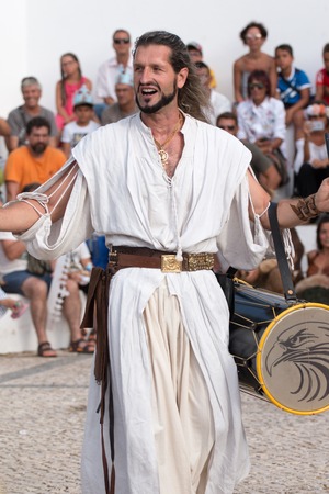 CASTRO MARIM, PORTUGAL - AUGUST 25, 2017: Medieval band performers in Medieval fair event.のeditorial素材