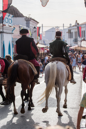 CASTRO MARIM, PORTUGAL - AUGUST 25, 2017: Medieval band performers in Medieval fair event.のeditorial素材