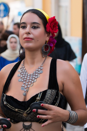 SILVES, PORTUGAL - August 13th, 2017 : Medieval costume characters in Medieval fair event.のeditorial素材