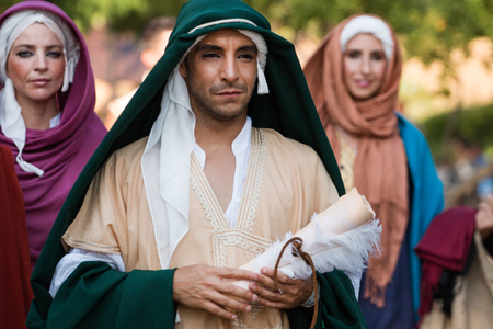 SILVES, PORTUGAL - August 13th, 2017 : Medieval costume characters in Medieval fair event.のeditorial素材