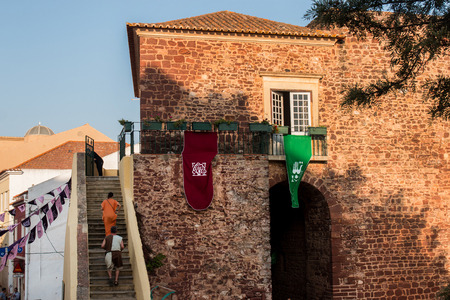 SILVES, PORTUGAL - August 13th, 2017 : Castle of Silves entrance in Medieval fair.のeditorial素材