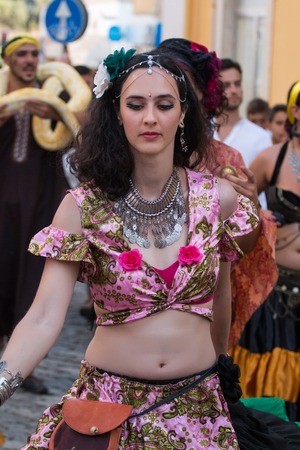 SILVES, PORTUGAL - August 13th, 2017 : Medieval costume characters in Medieval fair event.のeditorial素材