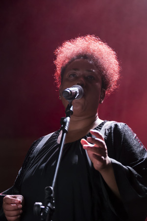 FARO, PORTUGAL: 1st SEPTEMBER, 2017 - Music band, Black Mamba, performs on Festival F, a big festival on the city of Faro, Portugal.のeditorial素材