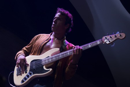 FARO, PORTUGAL: 1st SEPTEMBER, 2017 - Music band, Black Mamba, performs on Festival F, a big festival on the city of Faro, Portugal.のeditorial素材