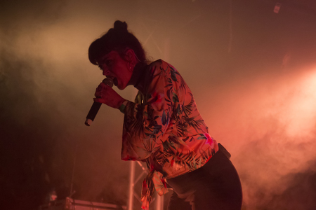 FARO, PORTUGAL: 1st SEPTEMBER, 2017 - Music band, Mimicat, performs on Festival F, a big festival on...
