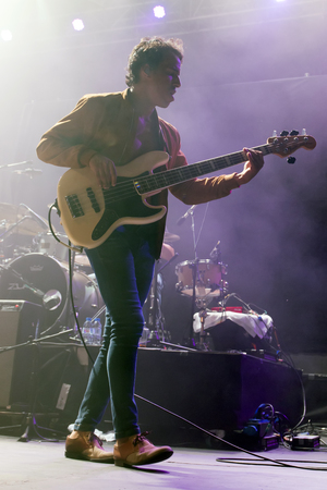 FARO, PORTUGAL: 1st SEPTEMBER, 2017 - Music band, Black Mamba, performs on Festival F, a big festival on the city of Faro, Portugal.のeditorial素材